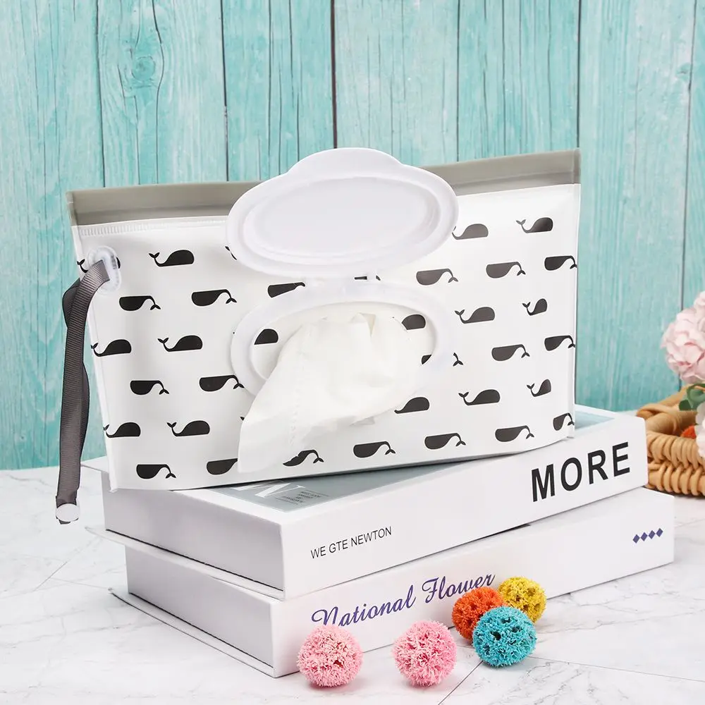 Useful Fashion Snap-Strap Baby Product Carrying Case Flip Cover Tissue Box Cosmetic Pouch Wet Wipes Bag Stroller Accessories