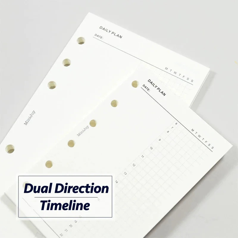 Minimalist Hand Ledger Loosening Paper A6A7 Dual Direction Timeline Daily Plan Schedule Loosening Page Replacement Core