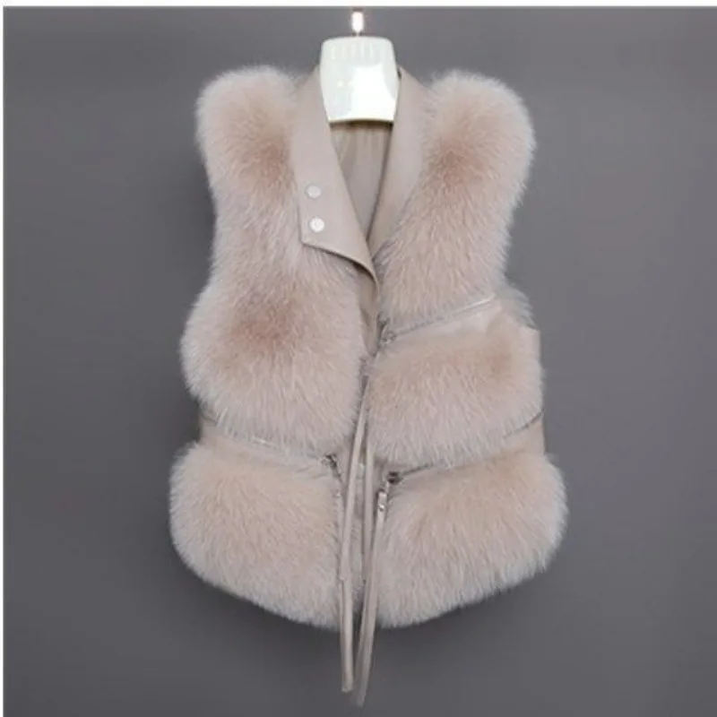 Faux Fur Vest for Women's Autumn Winter New Korean Version Faux Fox Fur Vest Short Fur Vest Fashion Simple Warm Women's Clothing