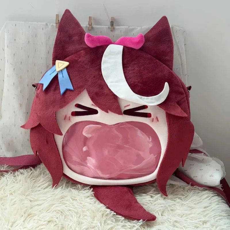 

Game Tokai Teio Cosplay Big Mouth Bag Cartoon Backpack Furry Crossbody Bag Role Play Props Accessories for Women