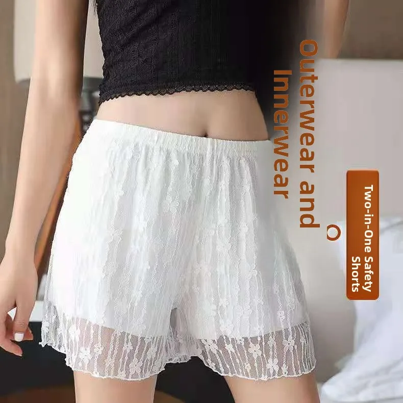 

Lace Safety Pants Women's Summer Thin Non-Roll Loose Three-Quarter Length Shorts Casual Bottoms for Young Adults