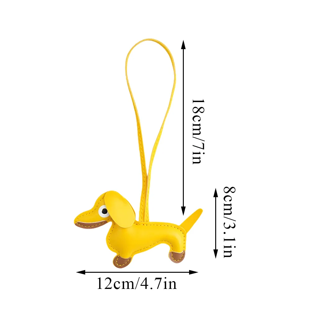 Mini Dachshund Dog Keychain PU Leather Animals Keyring Bag Pendant Hanging Ornament Backpack Handbag Charm Gift For Men Women