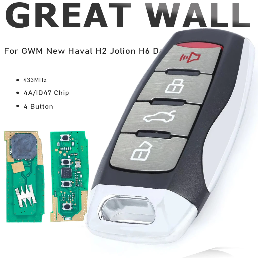 

KEYECU Smart Remote Key 433Mhz with 4A/ID47 Chip for Great Wall GWM New Haval H2 Jolion H6 Dargo Car Intelligent Remote Key