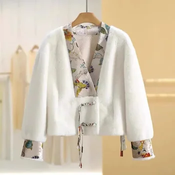 เสื้อโค้ทขนสัตว์มิงค์จีนสำหรับผู้หญิงเสื้อนอกหญิงขนสัตว์แขนยาวแฟชั่นใหม่สำหรับฤดูหนาว