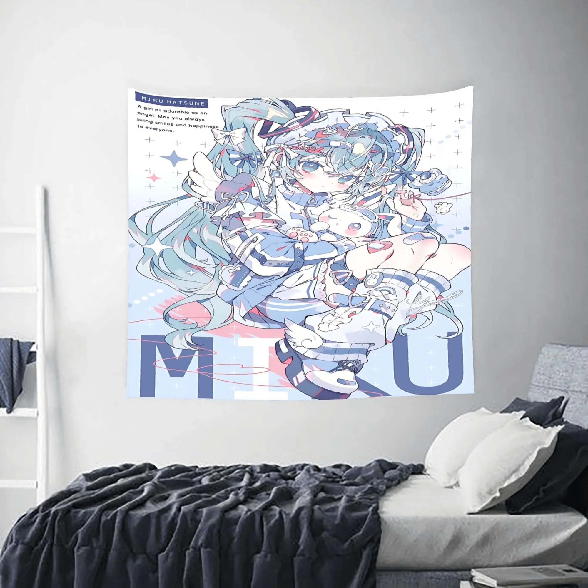 Hatsune Miku Customized Cutecore Tapestry  Wall Hanging Blanket Tapestry Home Decor Items Wall Decorations
