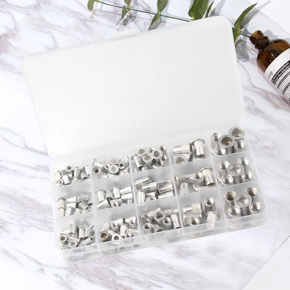 

150pcs Hollow Rivet Nuts Zinc Plated Flat Head Short Hair Vertical Grain Aluminum Nut Steel Plastic Fiberglass