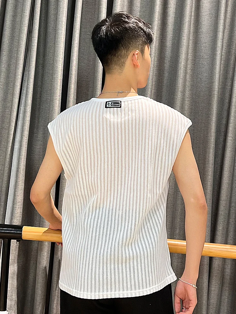 2023 Latin Dance Tops For Men Sleeveless Vest Practice Clothes Chacha Rumba Tango Dress Adult Latin Performance Wear DQS13978