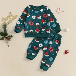 SUNSIOM 0-3 Years Baby Boy Fall Outfit Cute Christmas Print Long Sleeve Sweatshirt and Elastic Waist Pants 2 Piece Clothes