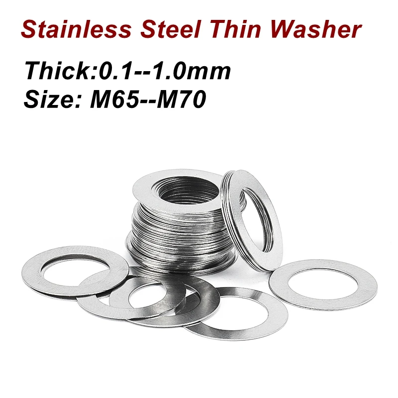 M65--M70 Stainless steel Flat Washer High precision Adjusting gasket Ultra thin shim Thickness 0.1 0.2 0.3 0.5 1mm