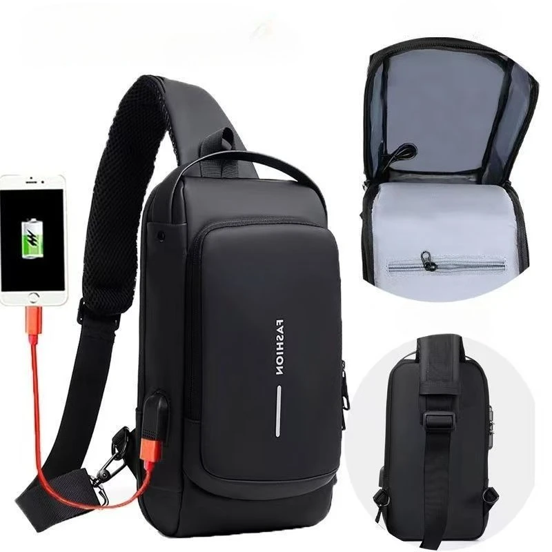 

2026 Multifunction Waterproof Men's Chest Bag with USB Charging, Anti-Theft Crossbody Shoulder Sling Backpack for Work & Outdoor
