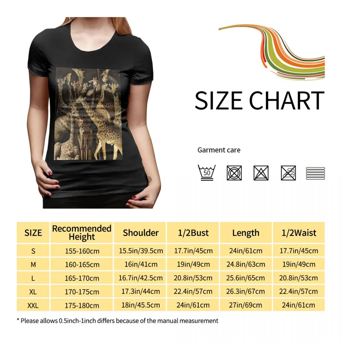 여성용 기린 티셔츠 o 넥 스트리트웨어 티셔츠 여성용 반팔 여름 의류상의