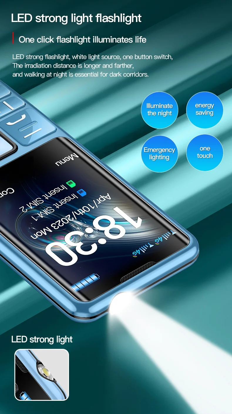 I79 (H6) 4G Elderly Mini Cellphone 2.4Inches TFT Screen 32MB RAM No Camera Torch Dual SIM English Keyboard Mobile Phone