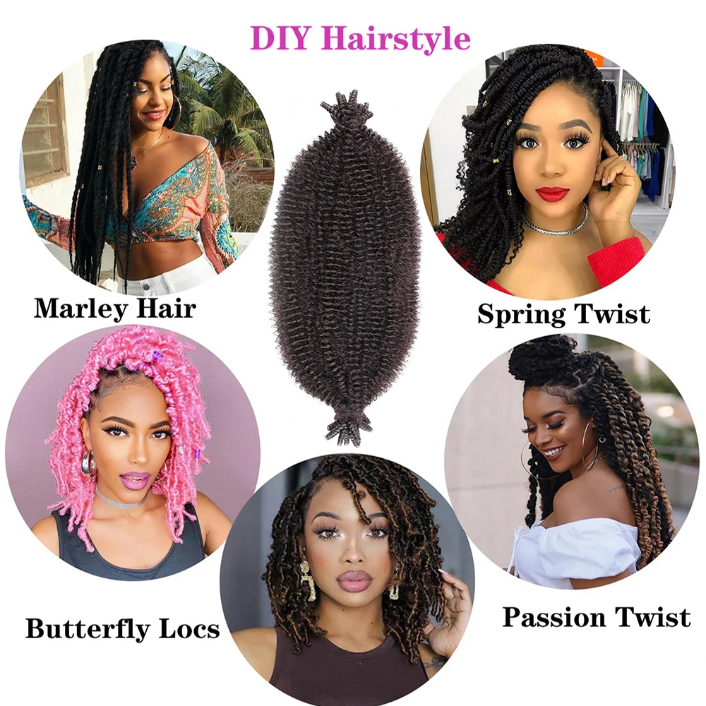1–6 Packungen federndes Afro-Twist-Haar, Marley-Twist-Flechthaar, Marley-Haar für Frauen, synthetisches Wickelhaar für weiche Locs