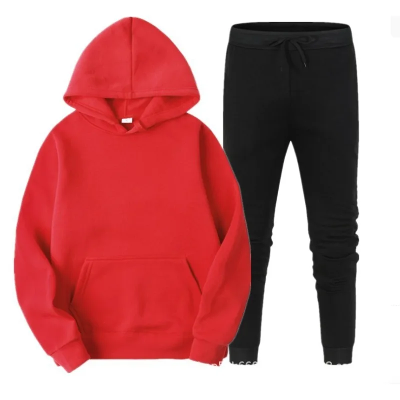 

Autumn and winter men's two-piece drawstring women's sportswear hooded suit comfortable casual pullover fashionable set