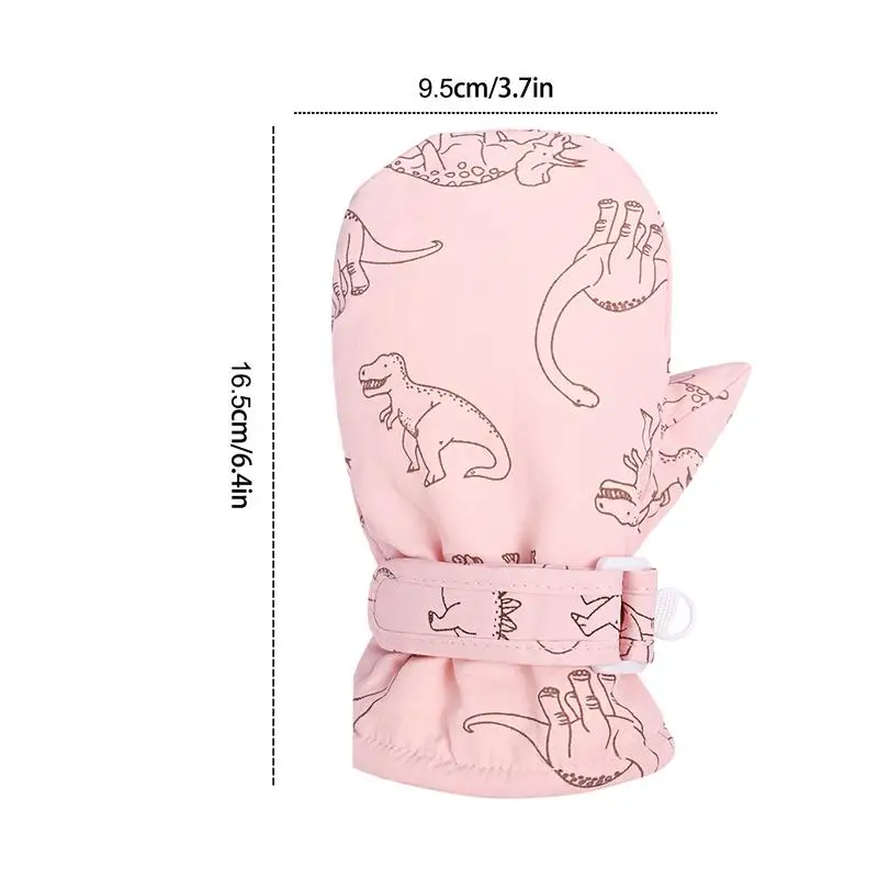 Kids Ski Gloves Kids Waterproof Winter Gloves Dinosaur Pattern Child Ski Gloves Cozy And Durable Winter Gloves For Toddler And