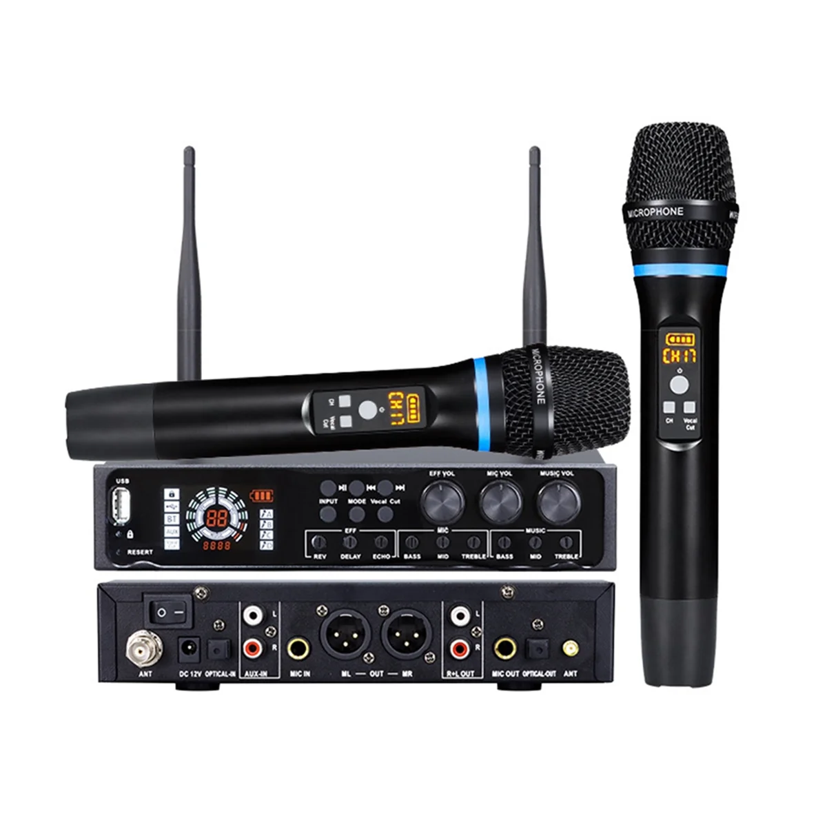 Wireless Microphone System Single Cordless Microphone Set UHF Professional Dynamic Mic for Karaoke Home Church