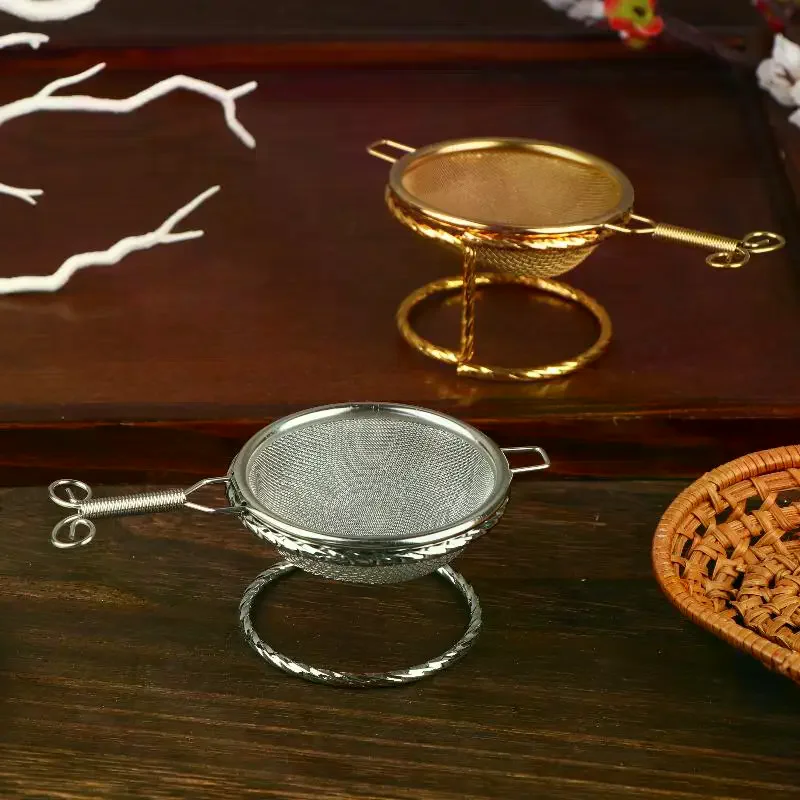 Stainless Steel Tea Strainer With Holder Fine Mesh Tea Filter Tea Infuser For Home Tea Brewing Office Tea Drinking Use