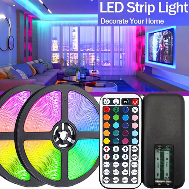 5V RGB Flexible LED Strip Lights, Color Changing Atmosphere Tape Light with 44 Keys Remote for Bedroom Indoor Home Decoration