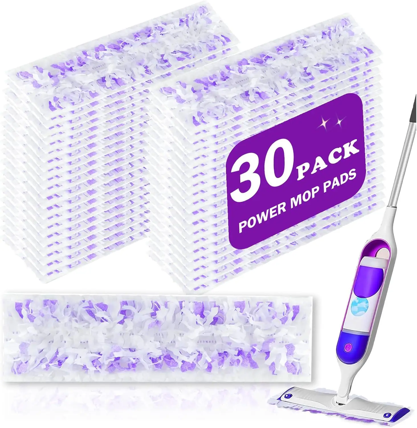 

30 Pack Disposable Power Mop Pads for Power Mop - 5X Cleaning Power Multi-Surface Floor Cleaning Mop Pads, Compatible with