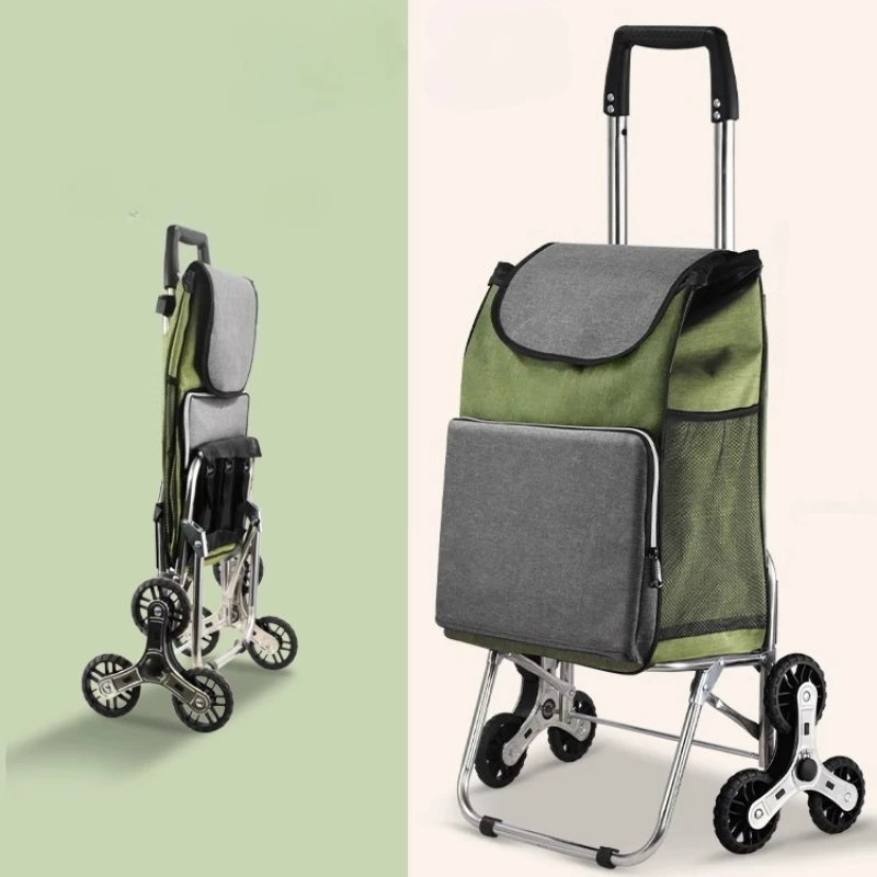 ‌Stainless Steel Grocery Cart, Adjustable Folding Wagon, SilentGlide Wheeled Trolley, XL Removable Bag Laundry Carrier‌