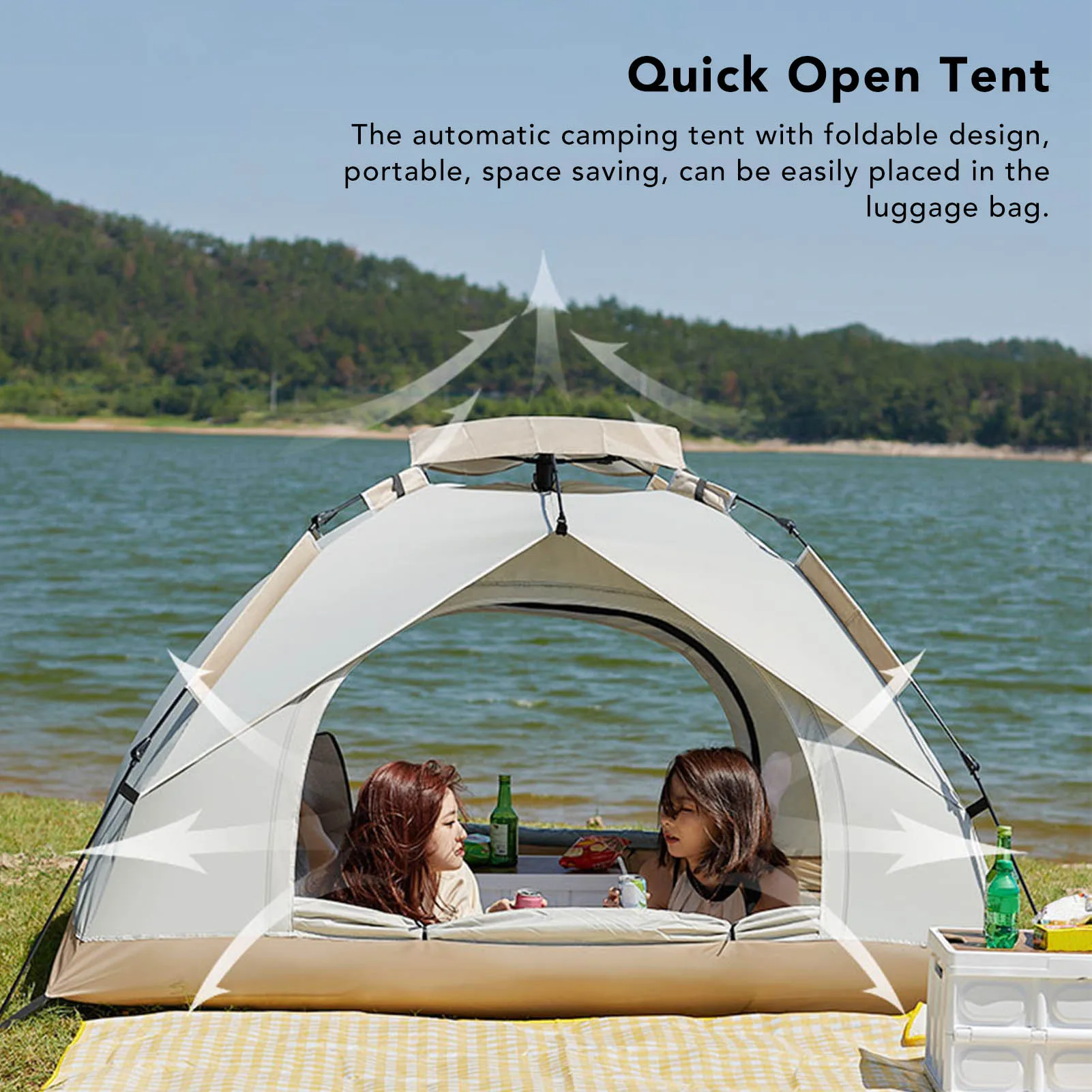 Portable Quick Open Tent Easy  Up Tent Sunproof Rainproof Strong Stability Automatic Quick Open Tent for Outdoor Camping