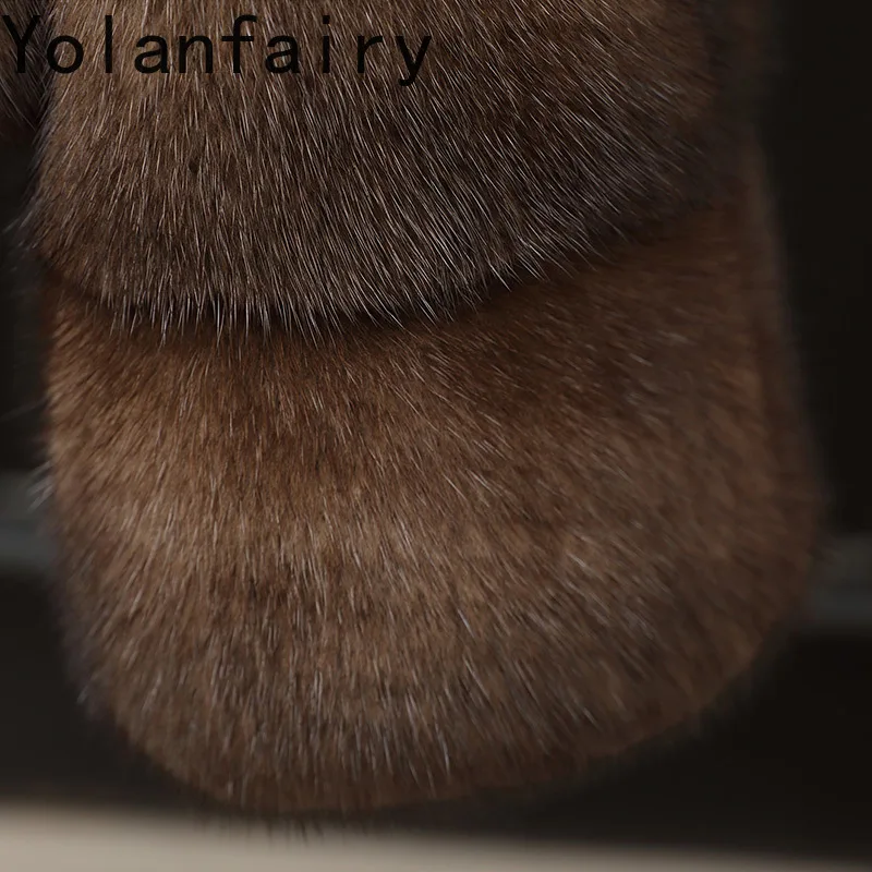 YOLANFAIRY Cappotto di pelliccia di visone naturale Donna di lusso 2025 Inverno Breve Cappotti di pelliccia reale Giacca di pelliccia di visone Moda donna Capispalla corti