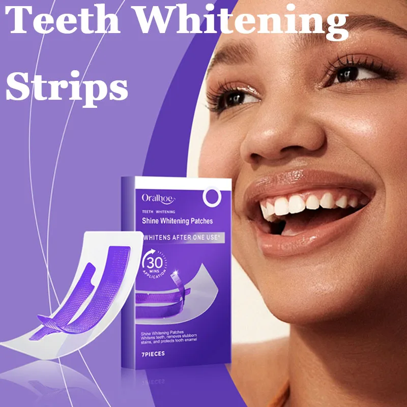 Purple Teeth Whitening Strips Remove Plaque Stain Brighten Tooth Reduce Sensitivity Deeply Cleaning Oral Hygiene Teeth Care