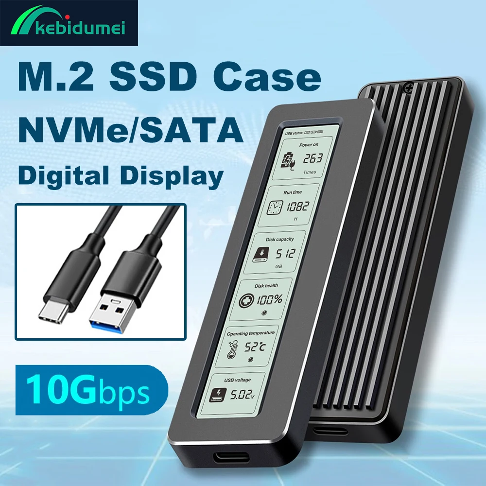 

M.2 SSD NVMe Case USB3.2 Gen2 Type C 10 Гбит/с PCIe SSD Case M2 NVME SATA Enclosure Tool Бесплатный интеллектуальный цифровой мониторинг здоровья