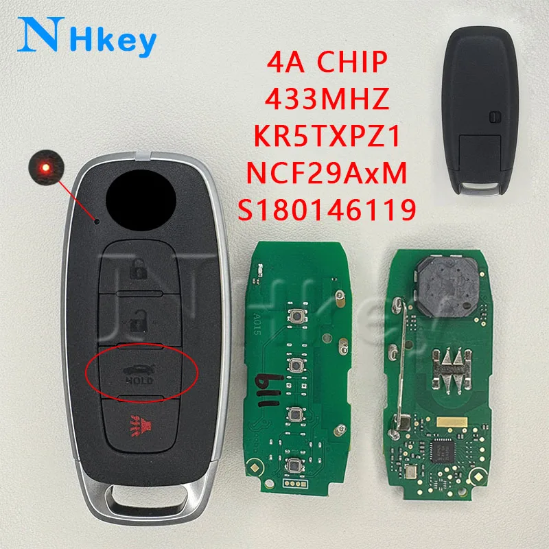 

NH key FCCID:S180146119 KR5TXPZ1 PN:285E3-5MR3B 4A Chip 433MHz remote key For Nissan Versa Ariya Pathfinder 2022+