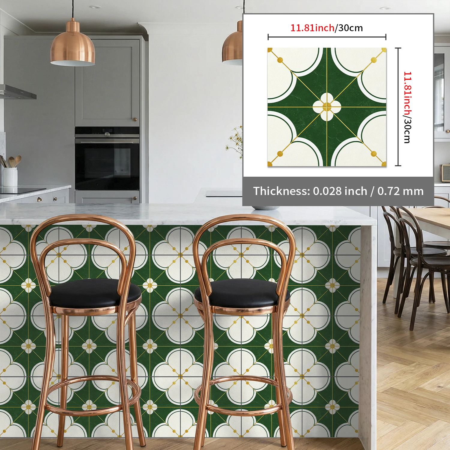 

Thickened Green Floral Floor Stickers, Waterproof Peel and Stick Tile Decals for Kitchen Bathroom Decor