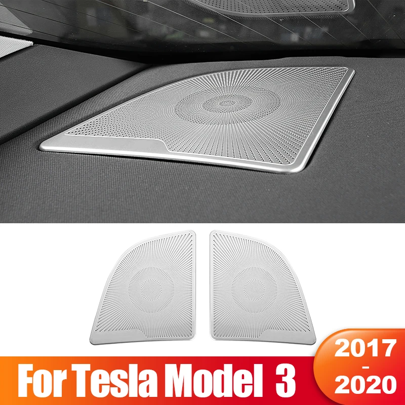 

For Tesla Model 3 2017 2018 2019 2020 Car Rear Trunk Audio Speaker Covers Cargo Tweeter Protective Stickers Accessories Model3