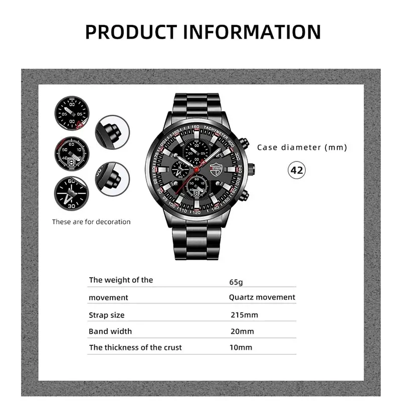 Fashion Mens Sports Watches Men Business Stainless Steel Quartz Watch Luxury Man Casual Calendar Luminous Clock Reloj Hombre