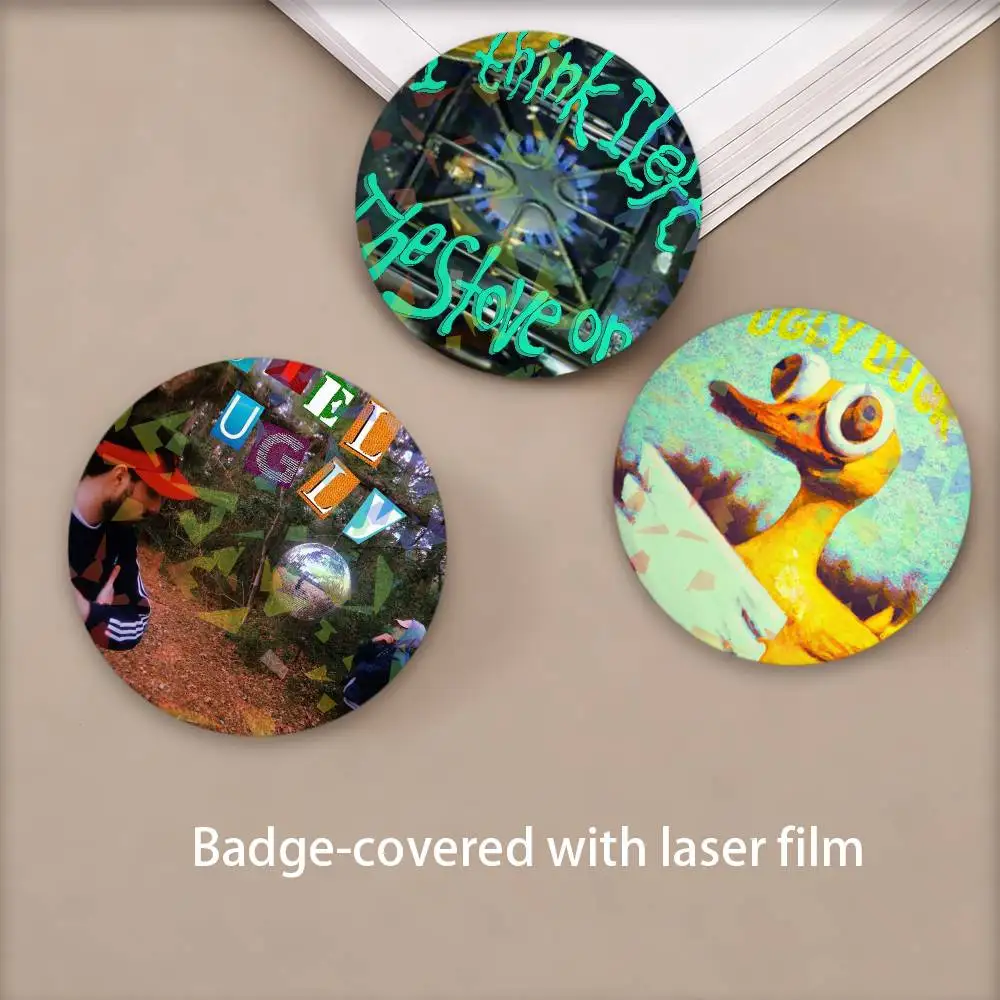 Band H-Hotel U-Ugly Round Badge Lapel Pins for Backpacks Briefcase Laser Brooch Clothes Gifts