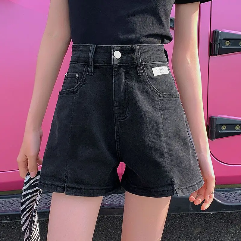 Women's Denim Shorts with Waist Pocket High Boxer Female Short Jeans Pants Stretchy Harajuku Fashion Casual Elasticty Comfy Hot