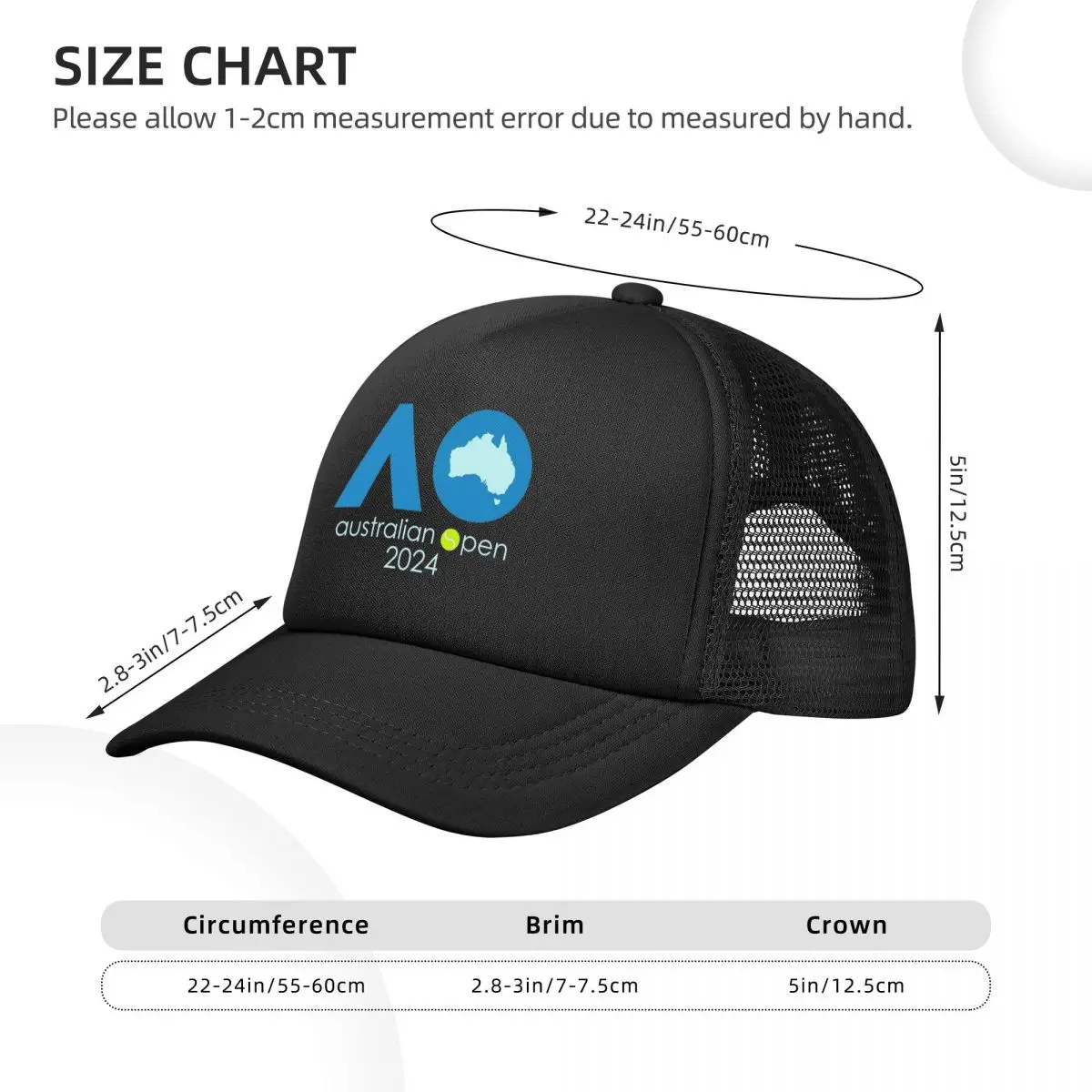 Unisex fajne 2024 AO tenisowe australijskie czapki z daszkiem z otwartej modna siatka z lat czapka typu Trucker czapka typu Trucker oddychające