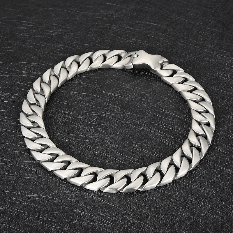 24/31mm Heavy Punk Curb Cuban Chain Necklace Jewelry Men Women Hiphop Matte Brush Stainless Steel Bike Biker Necklaces Bracelet