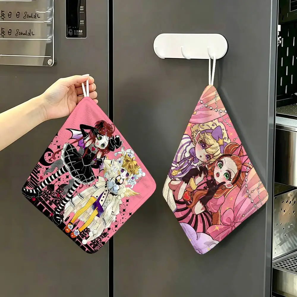 

Anime Sugar Sugar Rune Colorful Polyester Cotton Hanging Kitchen Towel, Skin Friendly Hand Wiping Towel for Hotel Cafe Household