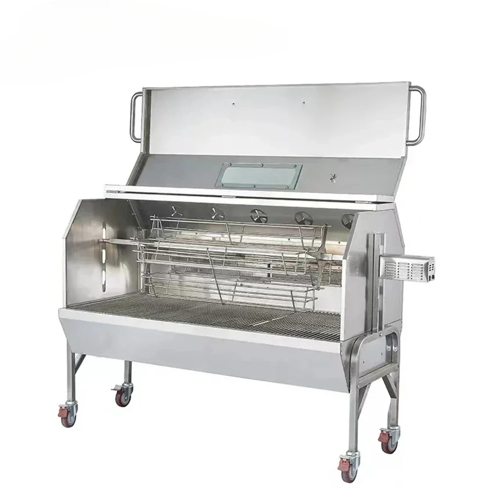 Heavy-Duty Portable Removable Charcoal BBQ Pig Spit Roaster Gas BBQ Grills for Whole Lamb Roast Powder Coated for Pizza Usa