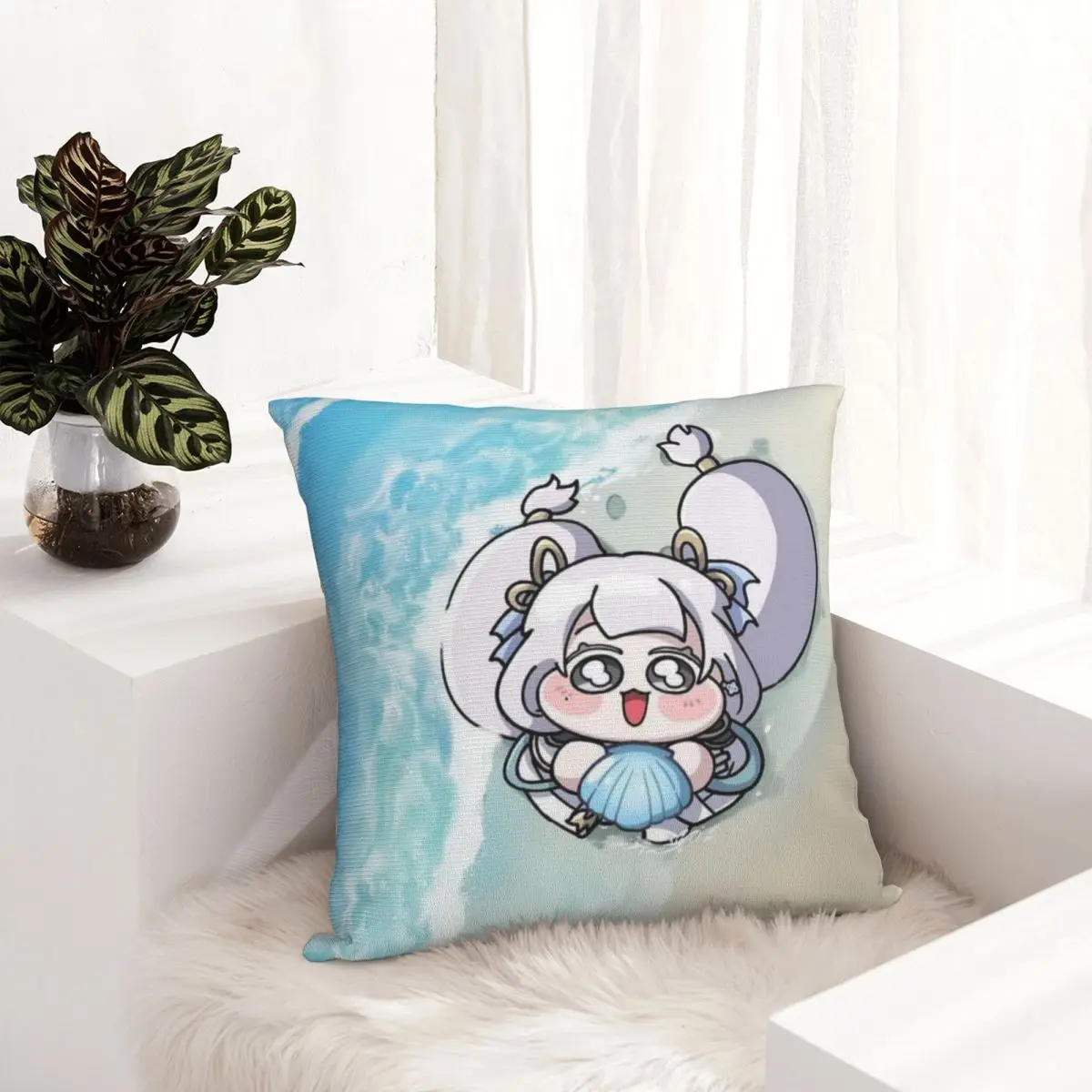 Bonita versión Q Wuthering Waves Rinascita Phoebe Zani funda de almohada funda de cojín cuadrada fundas de almohada para silla de sala de estar