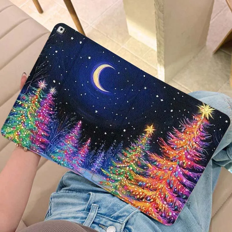 

Sparkling Colorful Christmas Tree Gift For iPad Pro Air Mini 2 3 4 5 6 7 6th 7th 10th 11th 10.2 9.7 10.5 11 Foldable Tablet Case