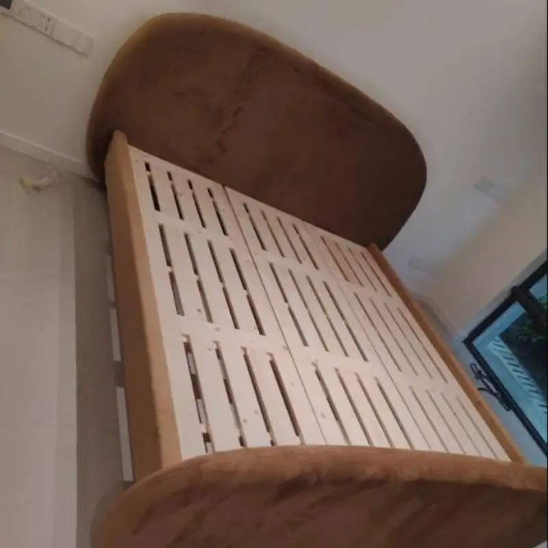 Cute Frame Decoration Bed Lumbar Support Luxury Wood Household Solid Bed Bedroom Bases Double Letto