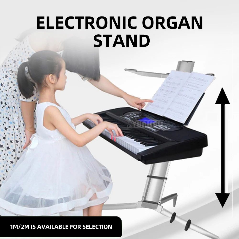 Universal Aluminum Alloy Double Keyboard Stand, Adjustable Height Stand for Synthesizer, Mic Stand with Tablet Holder, Portable