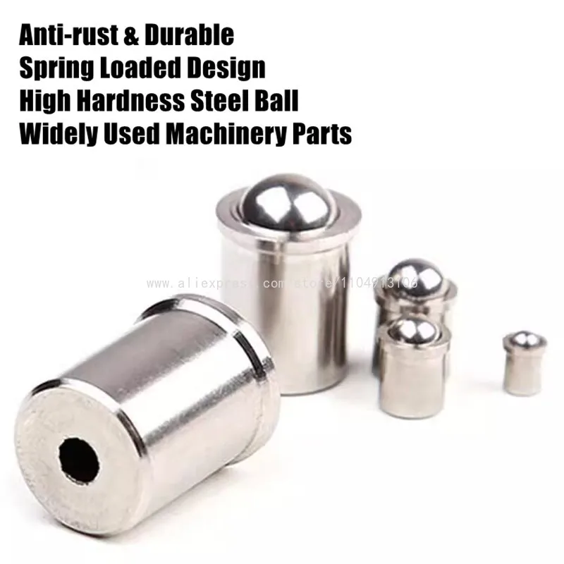 304 Stainless Steel Ball Plunger Press Fit Spring Ball Plunger Press Type Set Screw 3/4/5/6/8/10/12mm Locating Pin Fastener