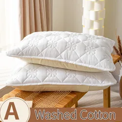 Washed Cotton Quilted Pillowcase Machine Washable Pillow Cover Bedroom Decor Suitable for With Children Just Pillowcase 48x74cm