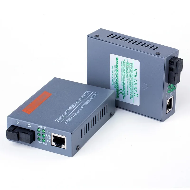 Gigabit Fiber Optical Media Converter HTB-GS-03 1000Mbps Single Fiber SC Port External Power Supply Optical fiber transmitter