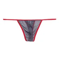 Sheer Mesh Thong for Men Sexy See-Through U-Convex Pouch T-Back Underwear Panties Gay Erotic Low Rise High Fork Daily Underpants