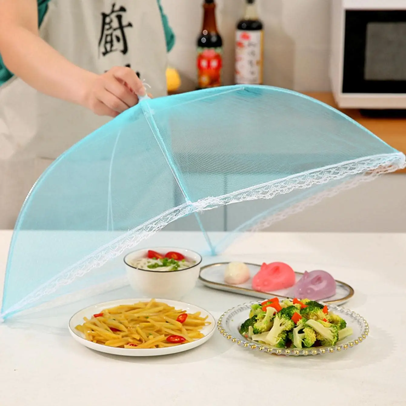 Foldable Food Covers Mesh Anti Fly Mosquito Meal Food Cover Umbrella Picnic Protect Dish Cover Meal Covers Kitchen Supplies