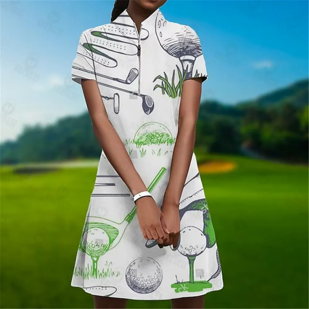 

Women's Golf Leisure One Piece Summer Fitness Sports Comfortable Quick Drying Short Sleeve Tennis Dress Outdoor Sportswear