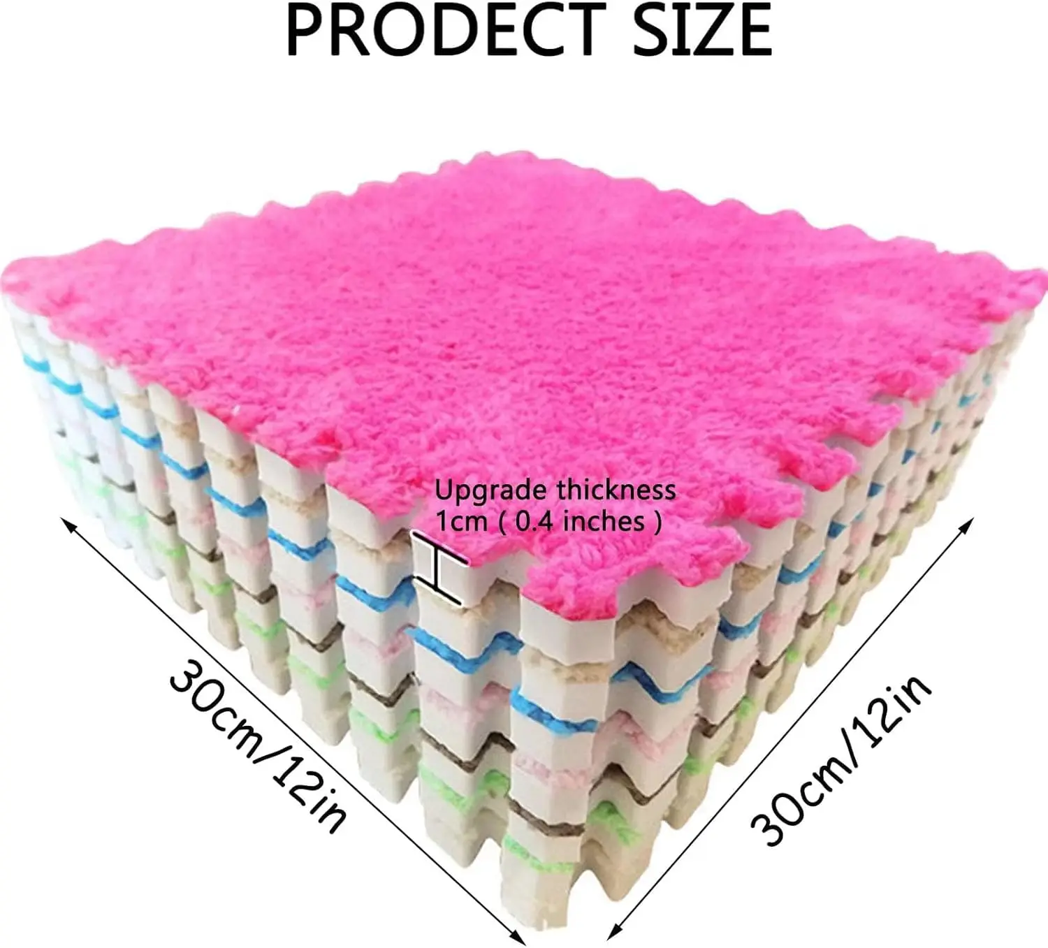 Interlocking EVA Foam Puzzle Mats Soft Plush Floor Tiles Square Area Rugs Non-Slip for Kids Playroom Bedroom Living Room view 2