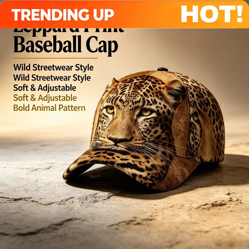 Customization Realistic Leopard Print Baseball Cap Suitable For Men & Women - Adjustable Curved Brim Dad Hat With Full Face Leop